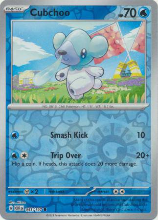 Cubchoo : OBSIDIAN FLAMES (Reverse holo) - 053/197 - Lockett Labs UK