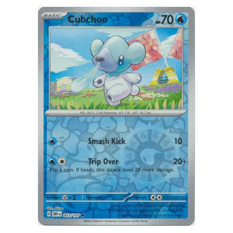 Cubchoo : OBSIDIAN FLAMES (Reverse holo) - 053/197