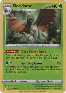 Decidueye : SHINING FATES (Holo) - 008/072 - Lockett Labs UK