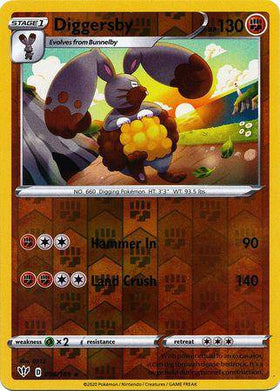 Lockett Labs Diggersby card from DARKNESS ABLAZE set, reverse holo, featuring vibrant artwork and stats. Card number 096/189.