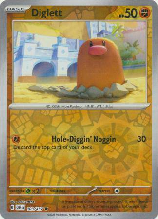 Diglett : OBSIDIAN FLAMES (Reverse holo) - 103/197 - Lockett Labs UK