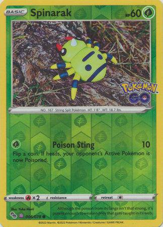 Ditto (Spinarak) : POKEMON GO! (Reverse holo/Holo) - 006/078 - Lockett Labs UK