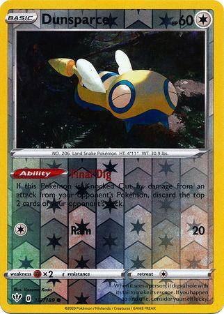 Dunsparce : DARKNESS ABLAZE (Reverse holo) - 137/189