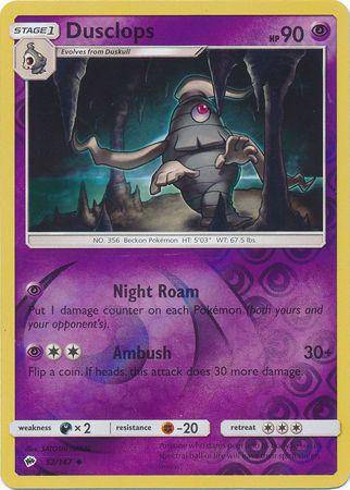 Dusclops : BURNING SHADOWS (Reverse holo) - 52/147 - Lockett Labs UK
