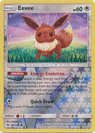 Eevee : SUN & MOON BASE (Reverse holo) - 101/149 - Lockett Labs UK
