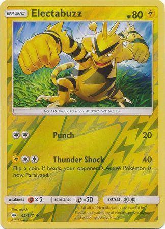 Electabuzz : BURNING SHADOWS (Reverse holo) - 42/147 - Lockett Labs UK