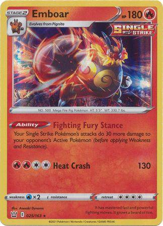 Emboar : BATTLE STYLES (Holo) - 025/163 - Lockett Labs UK