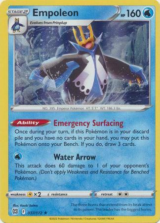 Empoleon : BRILLIANT STARS (Holo) - 37/172 - Lockett Labs UK