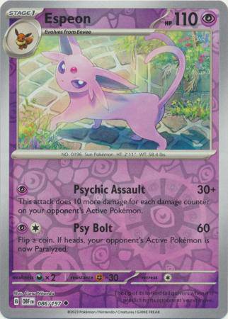 Espeon : OBSIDIAN FLAMES (Reverse holo) - 086/197