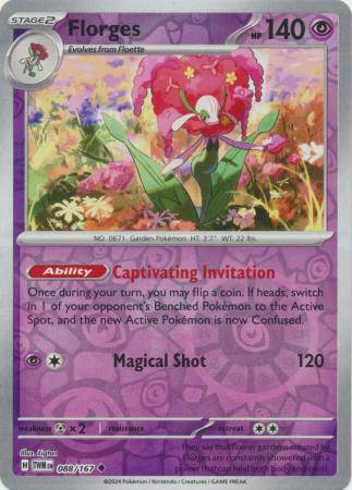 Florges : TWILIGHT MASQUERADE (Reverse holo) - 088/167 - Lockett Labs UK