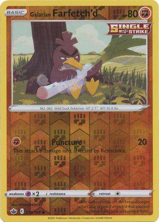 Galarian Farfetch'd : CHILLING REIGN (Reverse holo) - 078/198 - Lockett Labs UK