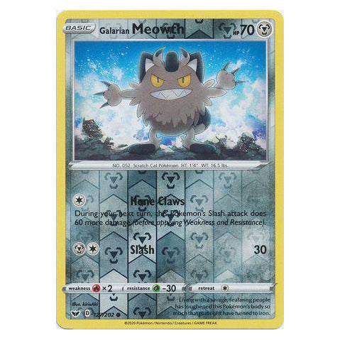 Galarian Meowth : SWORD & SHIELD BASE (Reverse holo) - 127/202
