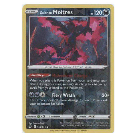 Galarian Moltres : EVOLVING SKIES (Reverse holo) - 093/203