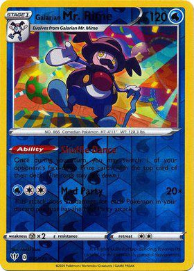 Galarian Mr. Rime card from Lockett Labs, Reverse holo, featuring vibrant colors and playful design, 036/189.
