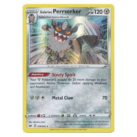 Galarian Perrserker : SWORD & SHIELD BASE (Holo) - 128/202