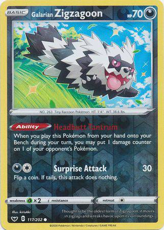 Galarian Zigzagoon : SWORD & SHIELD BASE (Reverse holo) - 117/202