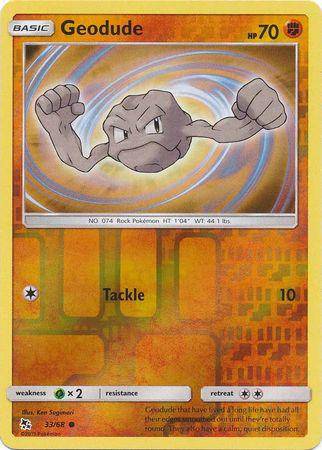 Lockett Labs Geodude card from HIDDEN FATES, reverse holo, featuring a rock Pokémon with HP 70 and attack Tackle.