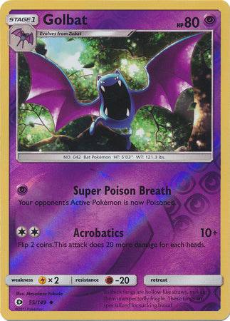 Golbat : SUN & MOON BASE (Reverse holo) - 55/149 - Lockett Labs UK