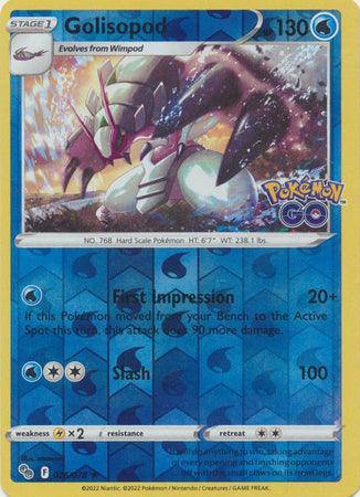 golisopod pokemon card Golisopod : POKEMON GO! (Reverse holo) - 026/078 | Lockett Labs