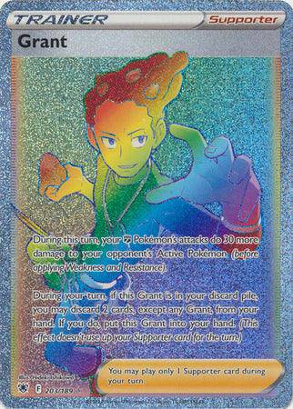 Lockett Labs Grant: ASTRAL RADIANCE card featuring a colorful holographic design with a character and game instructions.