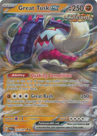 Great Tusk ex : PALDEAN FATES - 053/091 - Lockett Labs UK
