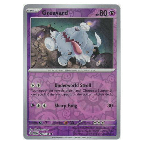 Greavard : SCARLET & VIOLET BASE (Reverse holo) - 105/198