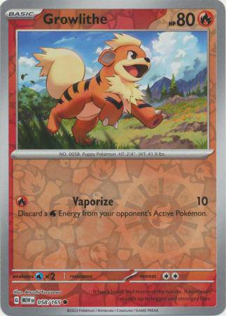 Growlithe : 151 (Reverse holo) - 058/165