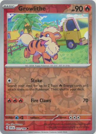 Growlithe : SCARLET & VIOLET BASE (Reverse holo) - 031/198 - Lockett Labs UK