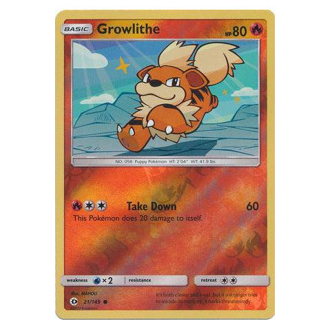 Growlithe : SUN & MOON BASE (Reverse holo) - 21/149