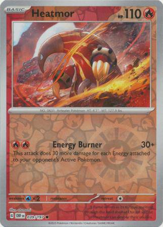 Heatmor : OBSIDIAN FLAMES (Reverse holo) - 039/197 - Lockett Labs UK