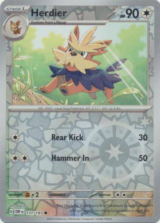 Herdier : OBSIDIAN FLAMES (Reverse holo) - 171/197 - Lockett Labs UK
