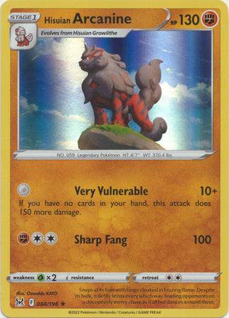 Hisuian Arcanine : LOST ORIGIN (Holo) - 084/196 - Lockett Labs UK