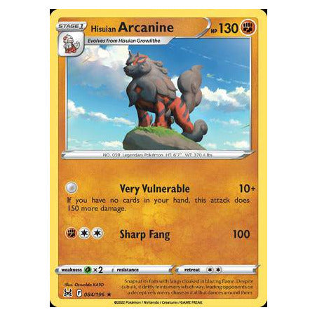 Hisuian Arcanine : LOST ORIGIN (Non-Holo Exclusive) - 084/196