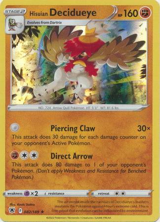 Hisuian Decidueye : ASTRAL RADIANCE (Holo) - 082/189 - Lockett Labs UK