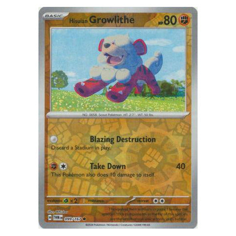 Hisuian Growlithe : TWILIGHT MASQUERADE (Reverse holo) - 099/167