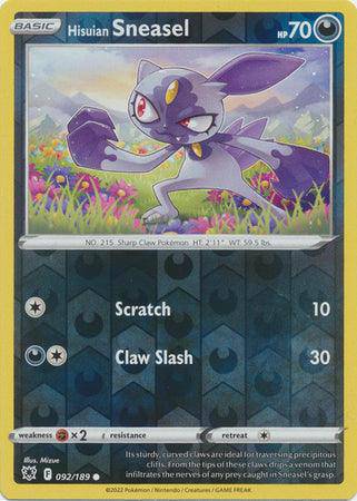Hisuian Sneasel : ASTRAL RADIANCE (Reverse holo) - 092/189 - Lockett Labs UK
