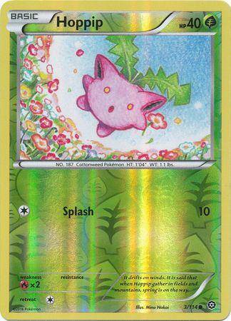 Lockett Labs Hoppip: STEAM SEIGE (Reverse holo) card featuring a pink Hoppip in a vibrant, floral background. Card number 3/1