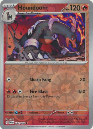Houndoom : SCARLET & VIOLET BASE (Reverse holo) - 034/198 - Lockett Labs UK