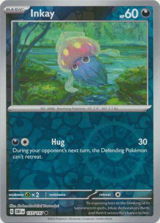 Inkay : OBSIDIAN FLAMES (Reverse holo) - 137/197 - Lockett Labs UK