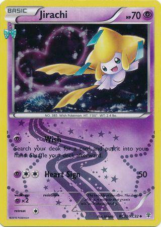 Jirachi: GENERATIONS (Holo) card featuring a pink and yellow Pokémon with a starry background and holographic finish.