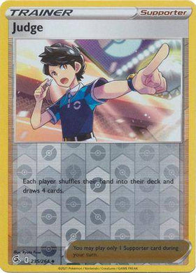 Lockett Labs Judge: FUSION STRIKE (Reverse holo) card featuring a trainer pointing, with card details and effects visible.