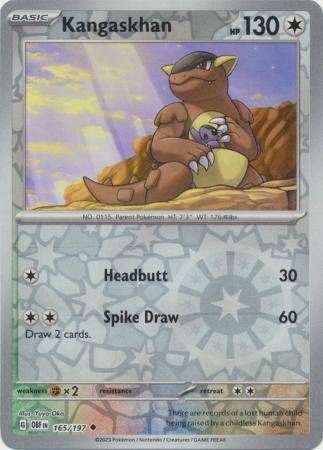 Kangaskhan : OBSIDIAN FLAMES (Reverse holo) - 165/197 - Lockett Labs UK