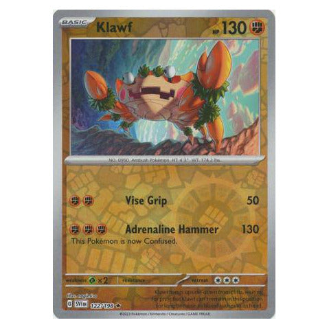 Klawf : SCARLET & VIOLET BASE (Reverse holo) - 122/198