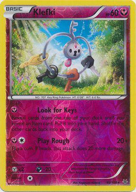 Klefki: ROARING SKIES (Reverse holo) - 48/108, featuring a keyring Pokémon with abilities "Look for Keys" and "Play Rough."