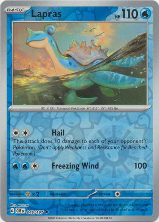 Lapras : OBSIDIAN FLAMES (Reverse holo) - 045/197 - Lockett Labs UK