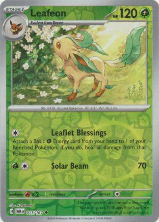 Leafeon : TWILIGHT MASQUERADE (Reverse holo) - 011/167 - Lockett Labs UK