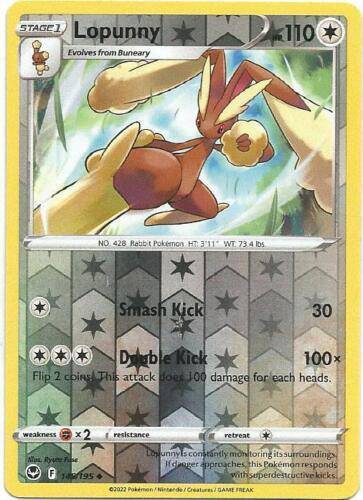 Lopunny : SILVER TEMPEST (Reverse holo) - 145/195 - Lockett Labs UK