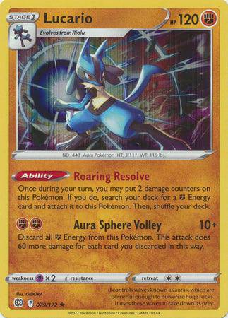 Lucario : BRILLIANT STARS (Holo) - 079/172 - Lockett Labs UK