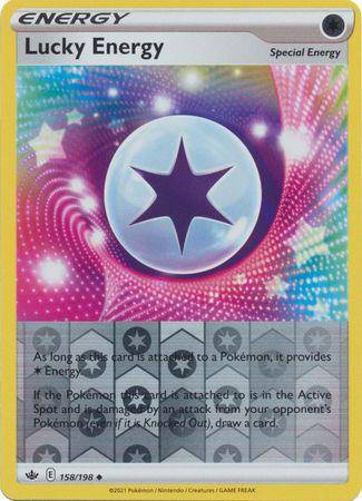 Lucky Energy: CHILLING REIGN (Reverse holo) - 158/198, a special energy card featuring a star design on a shimmering backgrou