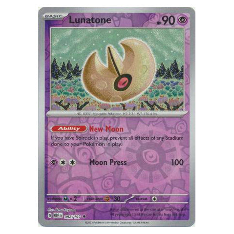 Lunatone : OBSIDIAN FLAMES (Reverse holo) - 092/197